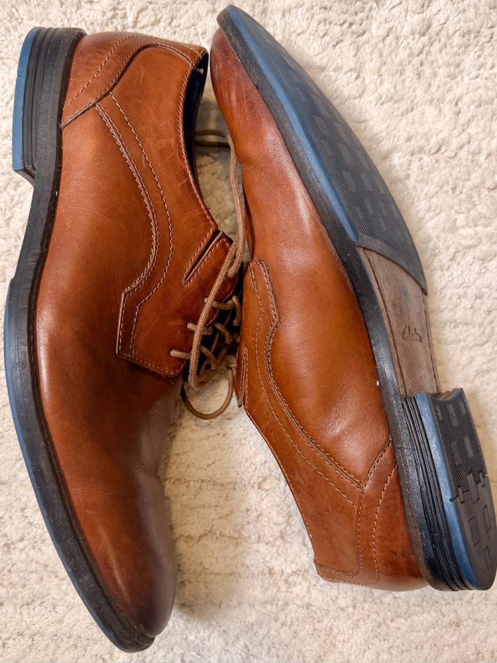 🤎✨Clarks Men’s Tan-Brown Leather Lace-Up Oxfords